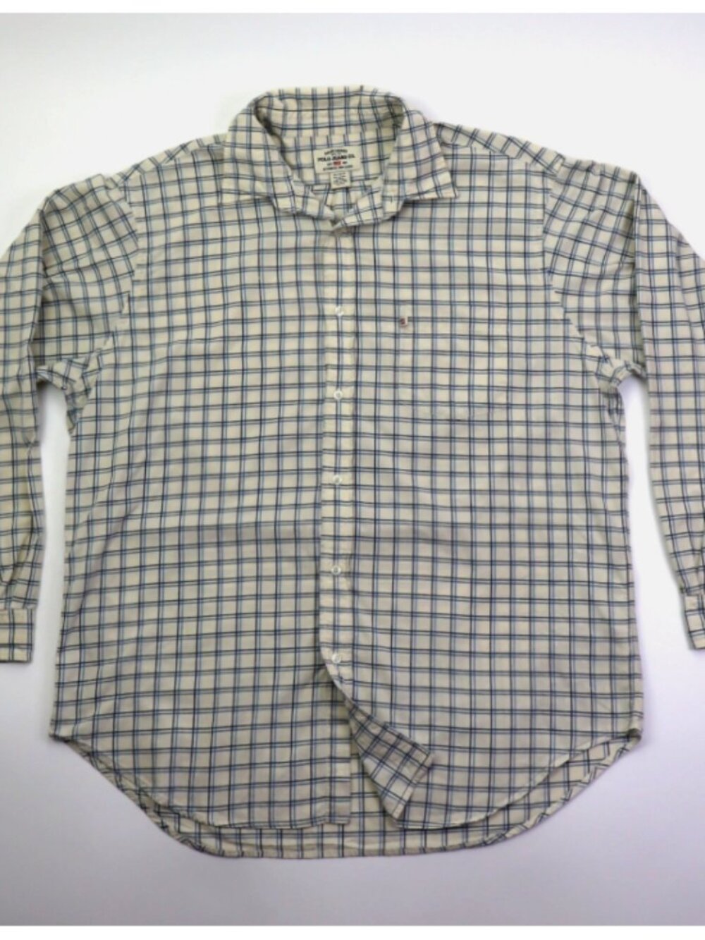 Polo Jeans Co. by Ralph Lauren 100% Cotton Shirt Men's XL Plaid White Blue